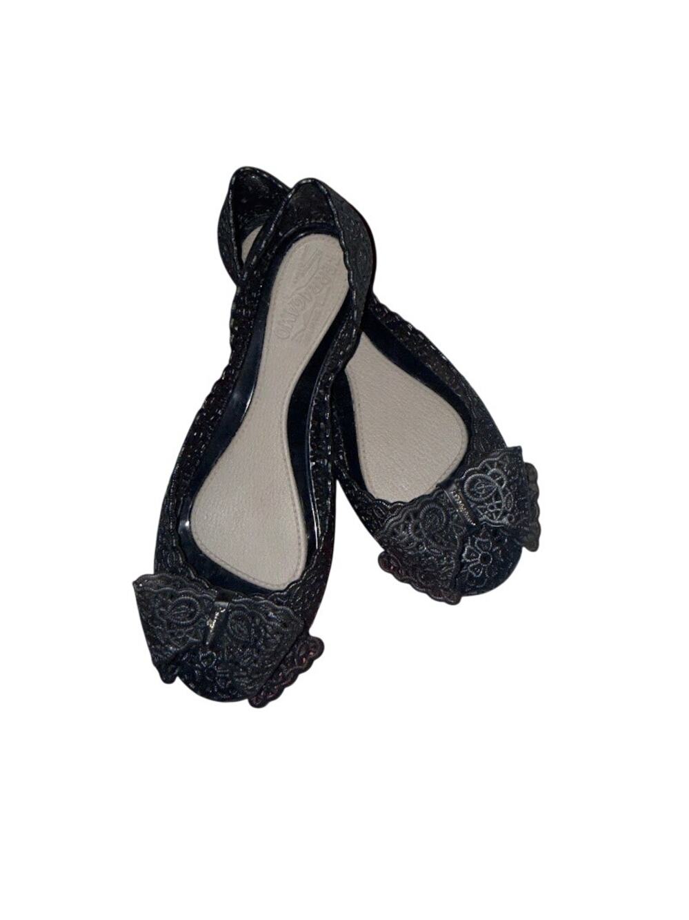 NEW Salvatore Ferragamo Nilly Cut Out Lattice Rubber Slip On Ballet Flats Shoes